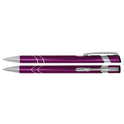 Aluminium balpen V-ringen paars