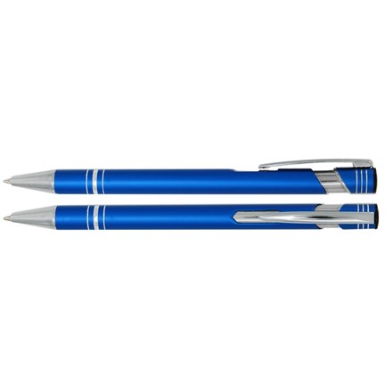 Aluminium balpen 3 ringen blauw mat