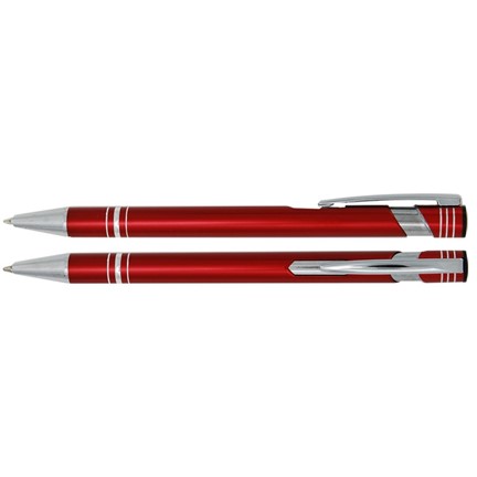 Aluminium balpen 3 ringen rood
