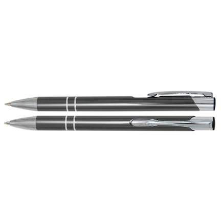 Aluminium balpen 2 chroom ringen antraciet