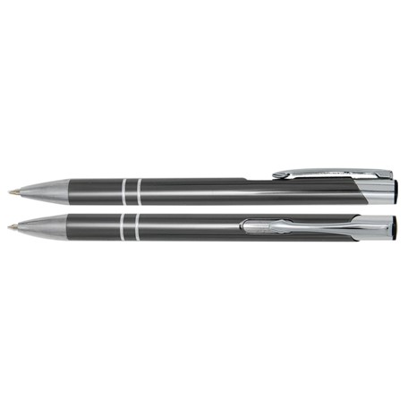 Aluminium balpen 2 chroom ringen antraciet