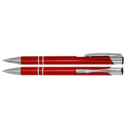 Aluminium balpen 2 chroom ringen bruin