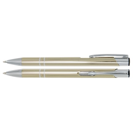 Aluminium balpen 2 chroom ringen goud