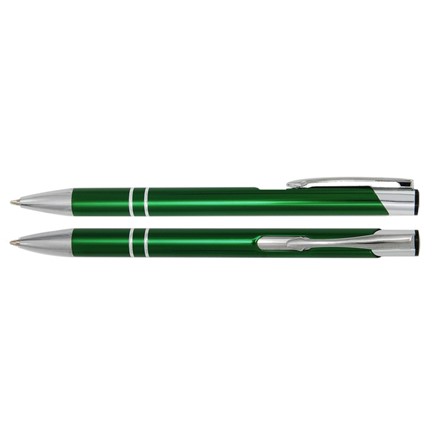 Aluminium balpen 2 chroom ringen groen