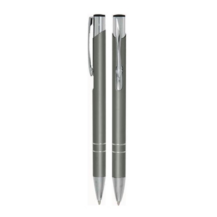 Aluminium balpen 2 chroom ringen grijs