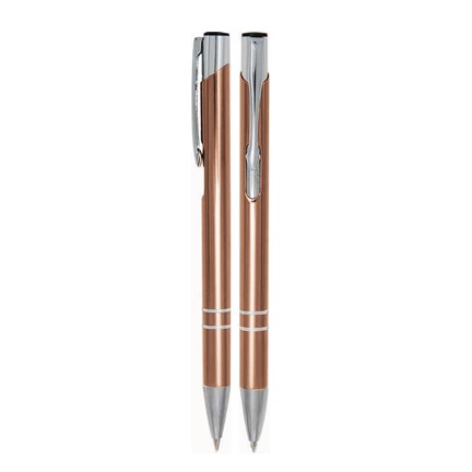 Aluminium balpen 2 chroom ringen koper