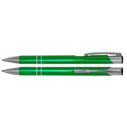 Aluminium balpen 2 chroom ringen licht groen