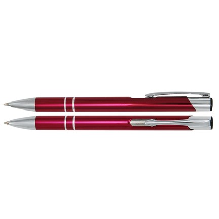 Aluminium balpen 2 chroom ringen lila