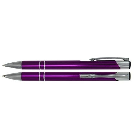 Aluminium balpen 2 chroom ringen licht paars