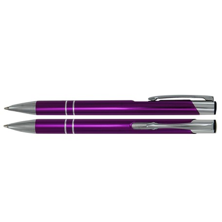 Aluminium balpen 2 chroom ringen licht paars