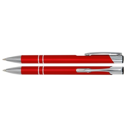 Aluminium balpen 2 chroom ringen rood