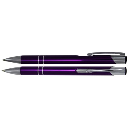 Aluminium balpen 2 chroom ringen violet