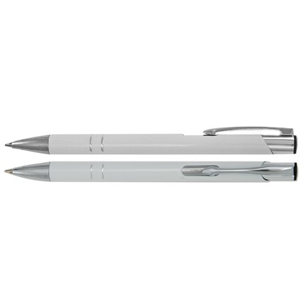 Aluminium balpen 2 chroom ringen wit