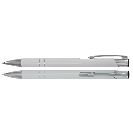 Aluminium balpen 2 chroom ringen wit