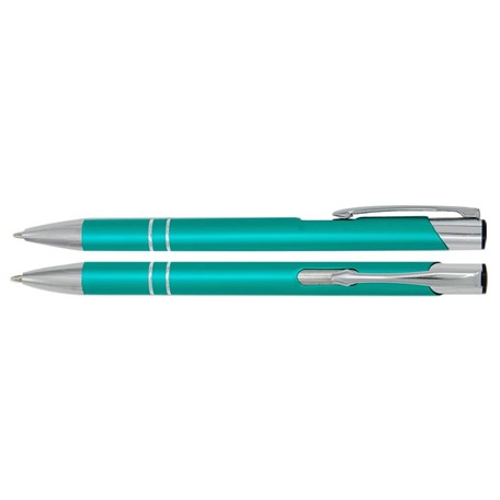 Aluminium balpen 2 chroom ringen zeegroen