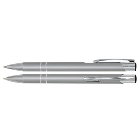 Aluminium balpen 2 chroom ringen zilver