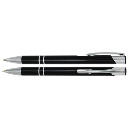 Aluminium balpen 2 chroom ringen zwart