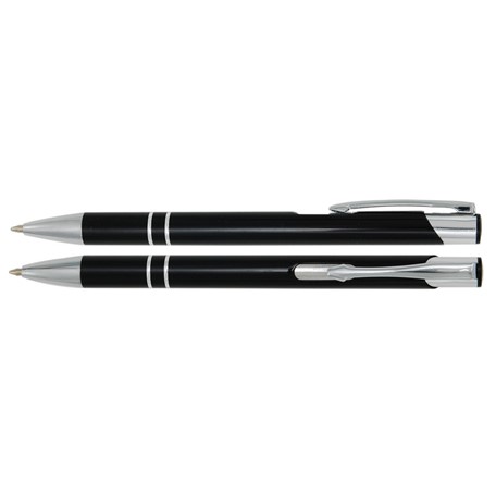 Aluminium balpen 2 chroom ringen zwart