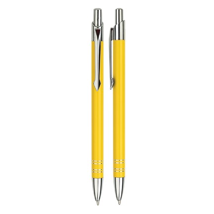 Aluminium balpen slank geel