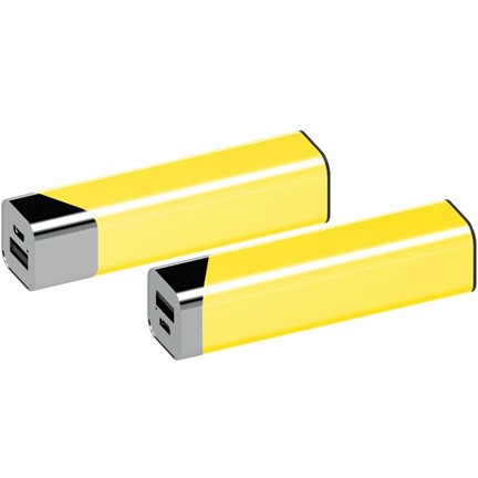 Powerbank Square chroom-geel