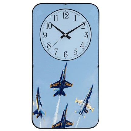 Rechthoekige wandklok 25 x 48 cm gebold glas