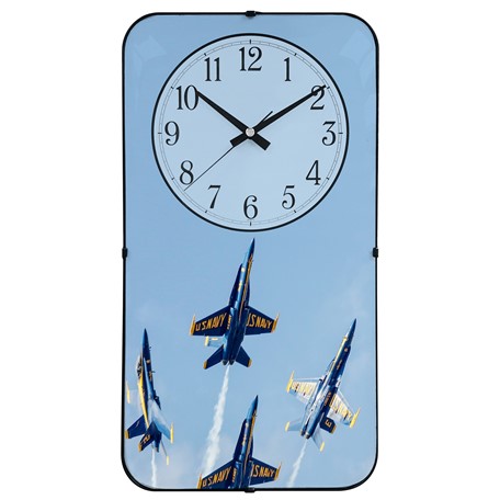 Rechthoekige wandklok 25 x 48 cm gebold glas