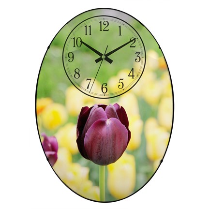 Ovale wandklok 32 x 45 cm gebold glas