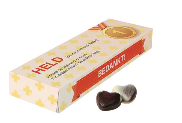 Bedankt doosje chocoladehartjes