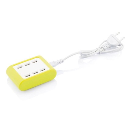 USB oplader met 6 poorten, groen