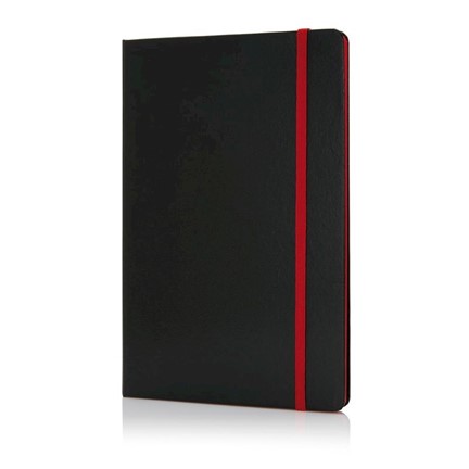 Deluxe hardcover A5 notitieboek met gekleurde zijde, rood