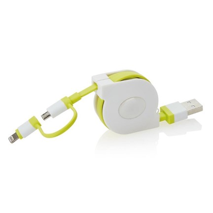 Oprolbare 2-in-1 kabel met MFi licentie, groen