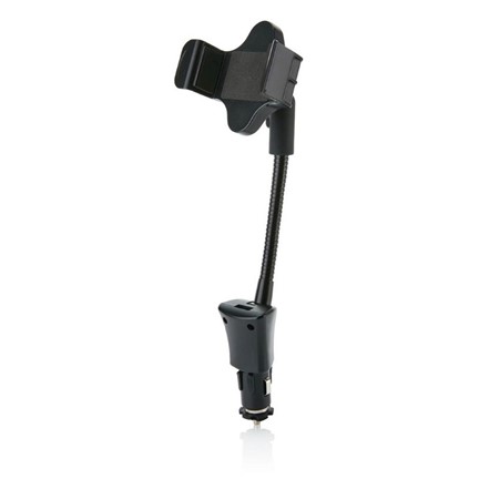 USB autolader met telefoonhouder, zwart