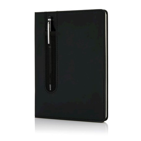 Standaard hardcover PU A5 notitieboek met stylus pen, zwart
