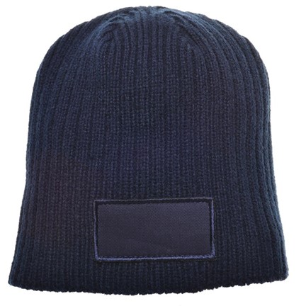 Retro Gebreide Muts met label Marineblauw acc. Marineblauw
