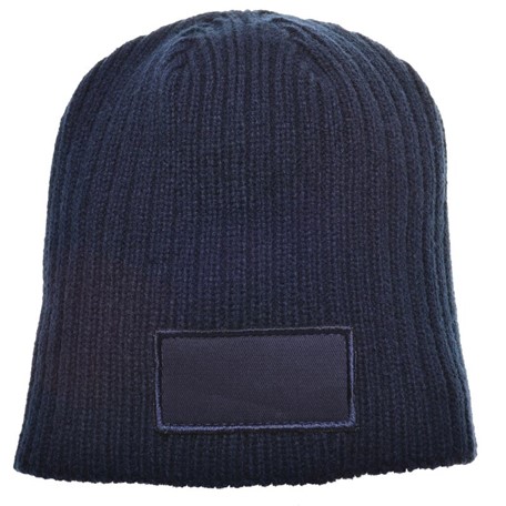 Retro Gebreide Muts met label Marineblauw acc. Marineblauw