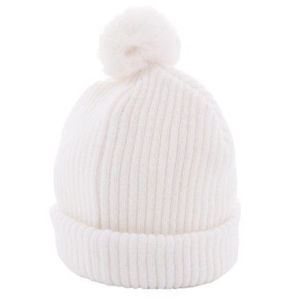 Grof Gebreide Beanie with pumpkin Wit acc. Wit