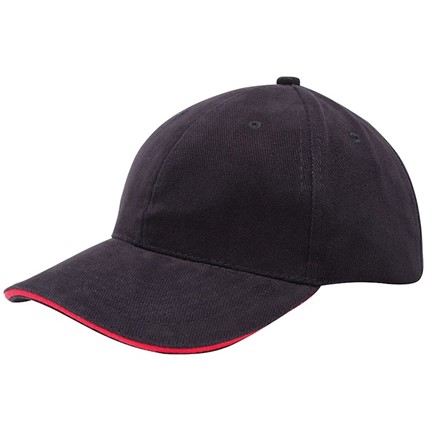 Heavy Brushed Cap Zwart acc. Rood