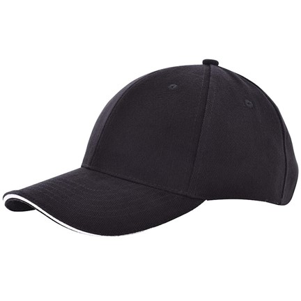 Heavy brushed cap Zwart acc. Wit