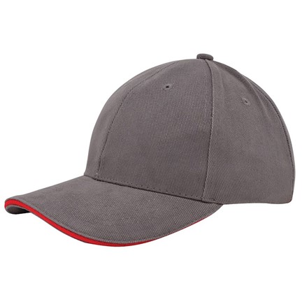 Heavy Brushed Cap Grijs acc. Rood