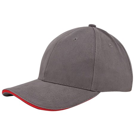 Heavy Brushed Cap Grijs acc. Rood