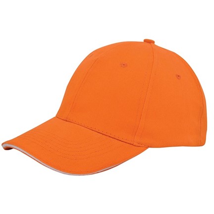 Brushed Twill Cap Oranje acc. Wit