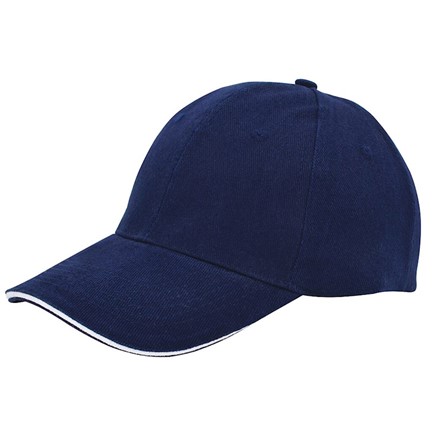 Brushed Twill Cap Marineblauw acc. Wit