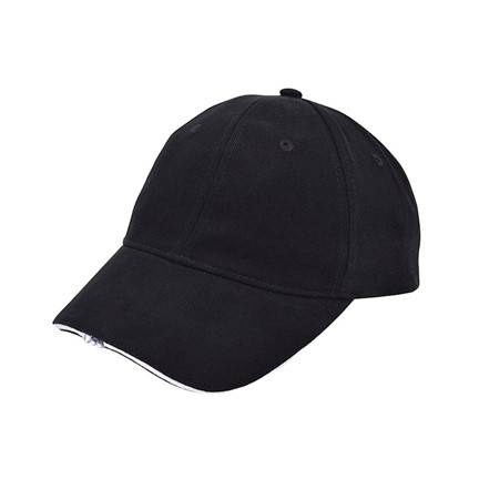 Heavy Brushed Cap met Ledverlichting Zwart acc. Wit