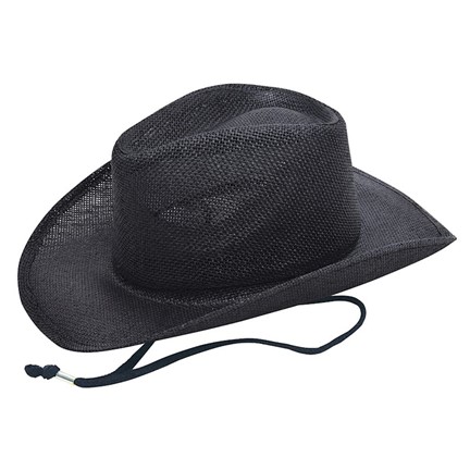 Cowboy Strohoed Met Koord Zwart acc. Zwart