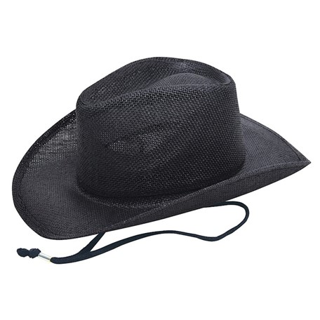 Cowboy Strohoed Met Koord Zwart acc. Zwart