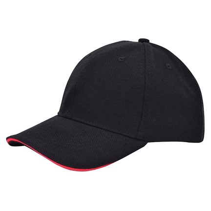 Canvas Sandwich Cap Zwart acc. Rood