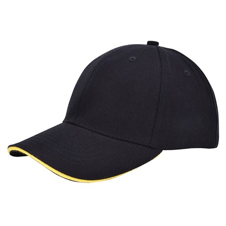 Canvas Sandwich Cap Zwart acc. Geel