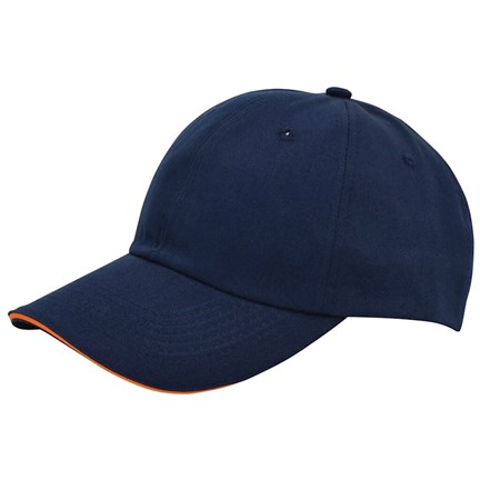 Exclusieve Twill Sandwich Cap Navy acc. Oranje
