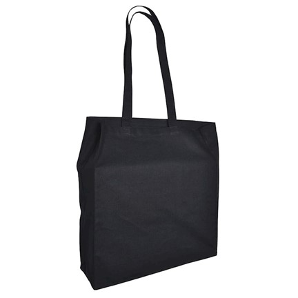 katoenen tas lang Hengsel en souffle zwart38x42x10cm