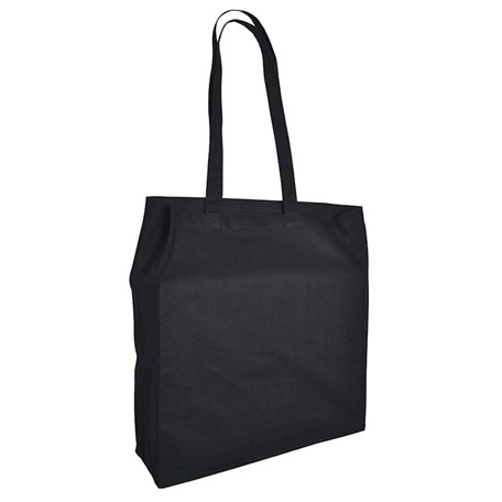 katoenen tas lang Hengsel en souffle zwart38x42x10cm 